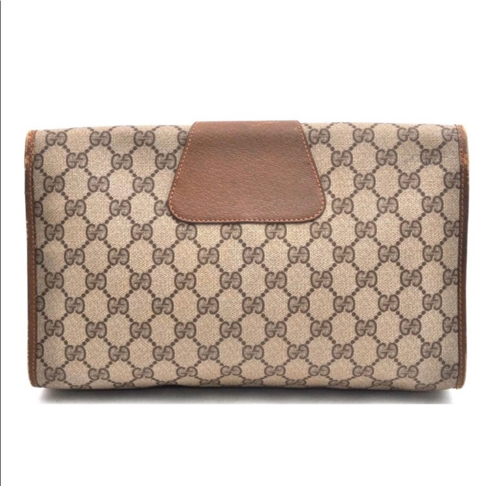 Authentic Gucci coated canvas brown clutch - Picture 3 of 8